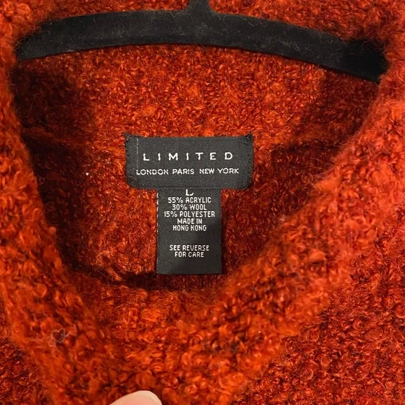 90s Limited Boucle Knit Sweater HONG KONG MADE Vintage Rust Large - Picture 3 of 5